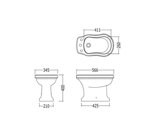Биде напольное Devon&Devon Blues 67.5х38.4 см 3 отверстия белое IBBID3FBLUES
