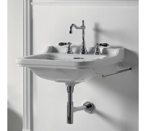 Раковина Kerasan Waldorf 80х55 см 1 отверстие керамическая белый/хром 4141K1bi/cr*1