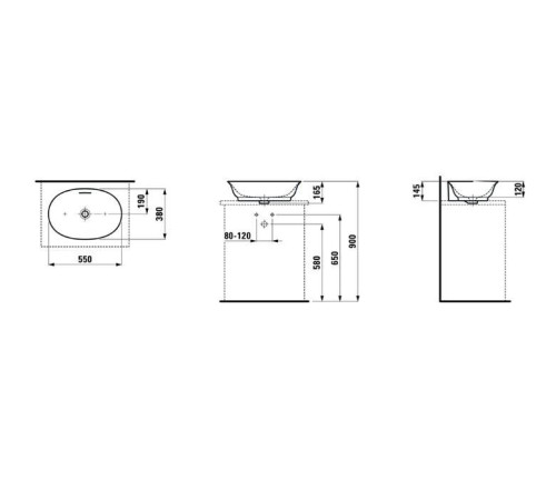 Раковина-чаша Laufen New Classic 55х38х14.5 см без отверстия без перелива белый 8.1285.2.000.112.1