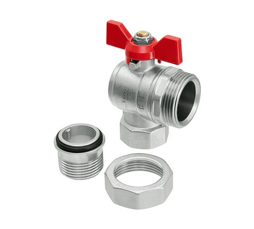 Кран шаровой угловой Smart Install 3/4 ВР/НР с американкой бабочка 57162S