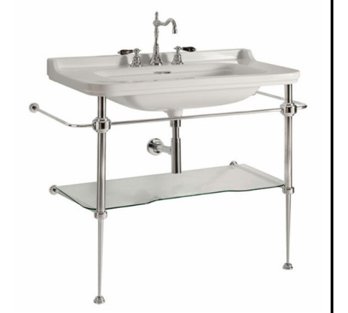 Консоль напольная с раковиной Kerasan Waldorf 100х42 см на 1 отв. хром 4142K1bi/cr / 9196K1cr