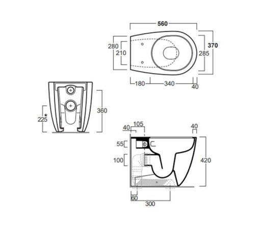 Унитаз напольный Simas Vignoni Rimless Tornado 56х36.5 см белый VI01VERTbi