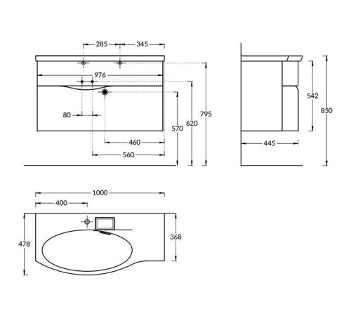 Тумба подвесная с раковиной Kerama Marazzi Riva 100 см левая белый матовый RV.wb.100Lh/RV.100Lh\WHT.M