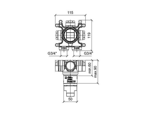 Встраиваемая часть смесителя Almar Modular однорычажного E186900