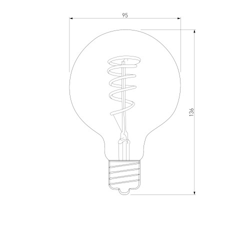 Филаментная светодиодная лампа Dimmable G95 5W 2700K E27 тонированная BLE2747