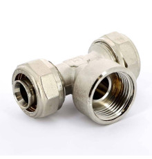 Тройник обжимной Uni-Fitt никелированный 26х3/4х26 ВР 667N8380