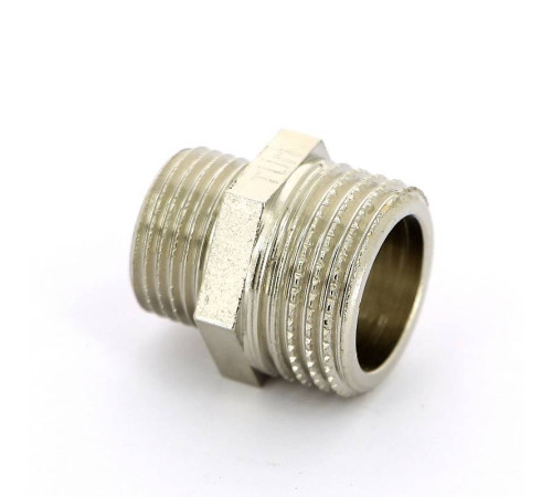 Ниппель резьбовой переходной Tiemme 1/2 x 3/8 НН никелированный 1500196