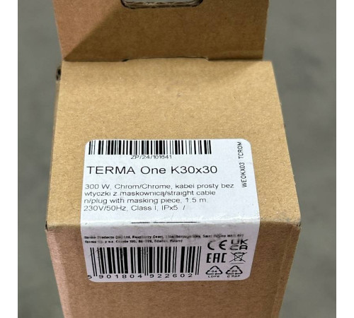 ТЭН для полотенцесушителя Terma ONE 30x30 300 Вт с маскировочным элементом хром GT03