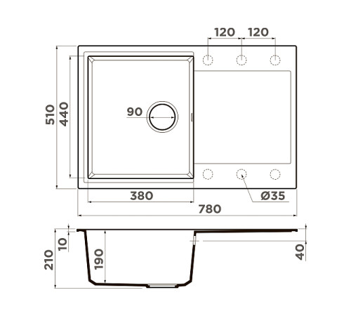 Кухонная мойка Omoikiri Daisen 78-SA Artgranit 78x51 см бежевый 4993418