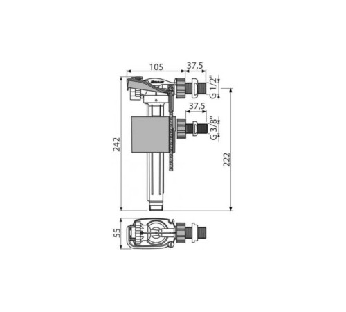 Клапан впускной Alcaplast A160UNI универсальный боковой подвод 1/2-3/8 A160UNI