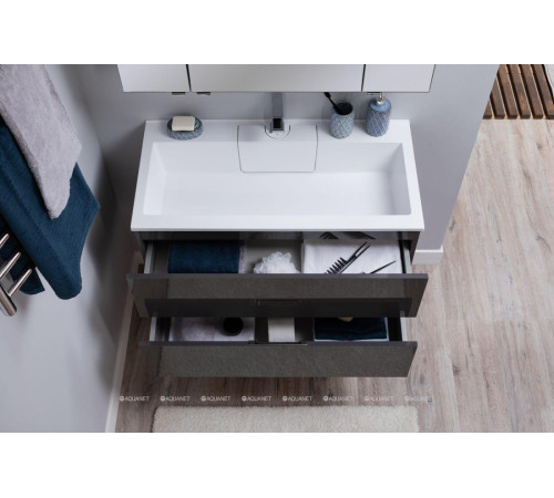 Тумба с раковиной Aquanet Алвита 90 серый антрацит 00242609