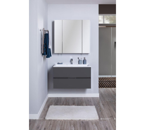 Тумба с раковиной Aquanet Алвита 90 серый антрацит 00242609