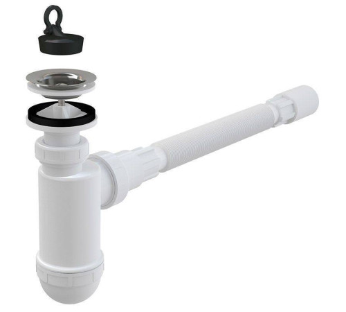 Сифон для раковины Alcaplast A41+A710 бутылочный 1 1/4 x 40 мм с гибким соединением A41+A710