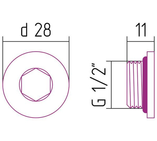 Заглушка для полотенцесушителя Стилье d 28 мм G 1/2 НР хром 00100-0008