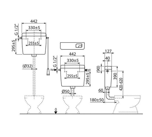 Бачок для унитаза универсальный Alcaplast UNI DUAL 3/6 л A93-1/2