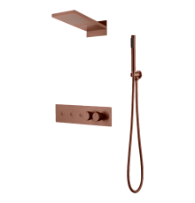Душевой комплект встраиваемый Boheme Fusion термостат верхний и ручной душ матовая бронза 131-BRB