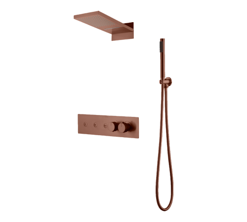 Душевой комплект встраиваемый Boheme Fusion термостат верхний и ручной душ матовая бронза 131-BRB