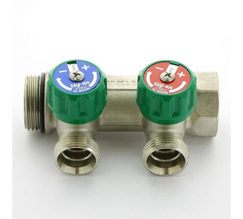 Коллектор с вентилями Uni-Fitt 1 НВ 2 выхода 3/4 EK 90° 50 мм 410N4320