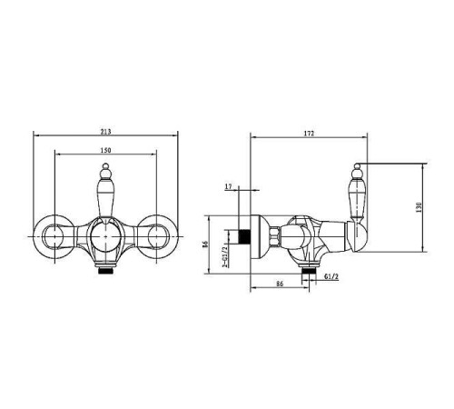Смеситель для душа встраиваемый Boheme Tradizionale Nero золото 254