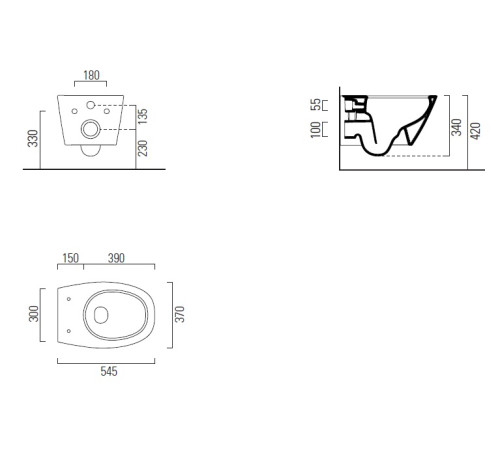 Унитаз подвесной безободковый GSI Modo+ Swirlflush 540x370 мм белый глянцевый 8415FR411