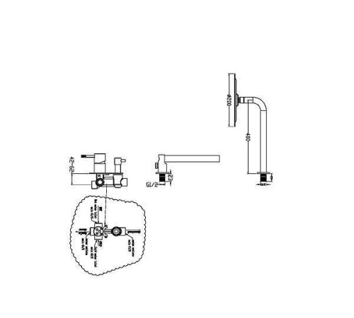 Душевой комплект Boheme Uno смеситель встраиваемый с верхним и ручным душем shine gun metal 464-SGM