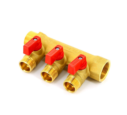 Коллектор с шаровыми кранами Tiemme 3/4х1/2 3 выхода 36 мм 1820001