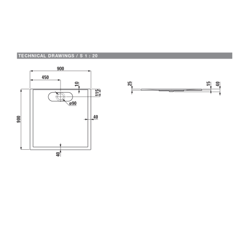 Поддон душевой акриловый Laufen LB3 90х90 см белый 2.1168.2.000.000.1