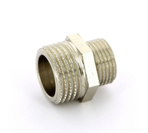 Ниппель резьбовой переходной Tiemme 1/2 x 3/8 НН никелированный 1500196