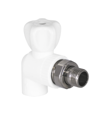 Кран шаровой радиаторный TEBO PP-R 25х3/4 угловой белый 015062102