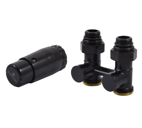 Комплект узла нижнего подключения Schlosser Standard прямой 3/4 с термоголовкой M30x1.5 RAL 9005 600800066