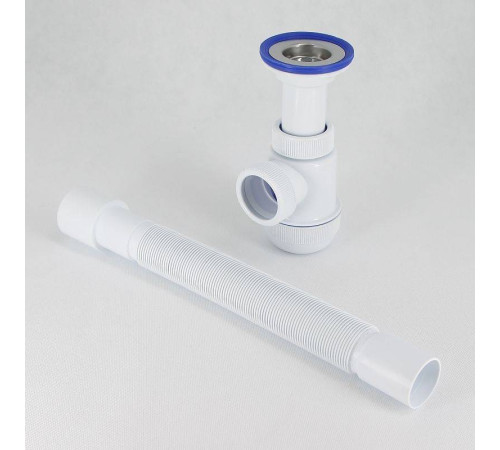 Сифон для раковины Wirquin Мини Элит 1 1/2 x 40 мм чашка 63 мм с гофротрубой 800 мм 30980678