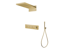 Душевой комплект встраиваемый Boheme Fusion смеситель верхний и ручной душ матовое золото 130-MG