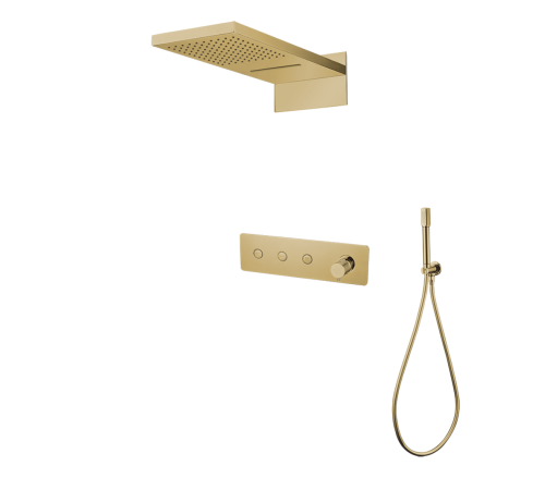 Душевой комплект встраиваемый Boheme Fusion смеситель верхний и ручной душ матовое золото 130-MG