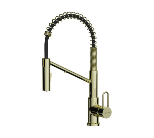 Смеситель для кухни Omoikiri Mikawa 2 Plus-LG с выдвижным изливом и каналом для фильтра светлое золото 4994453