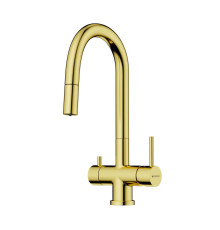 Смеситель для кухни Omoikiri Akita-S-LG с выдвижным изливом и подключением фильтра светлое золото 4994350