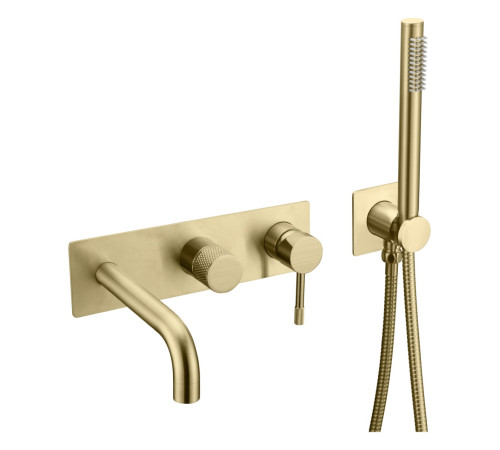 Смеситель на борт ванны Boheme Uno на 4 отверстия с ручным душем matt gold 464-3-MG