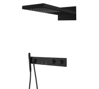 Душевой комплект встраиваемый Boheme Zodiac с термостатом верхним и ручным душем black 133-B