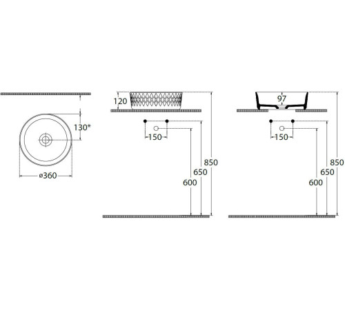 Раковина-чаша Allen Brau Fantasy 36х36х12 см антрацит 4.11033.AN
