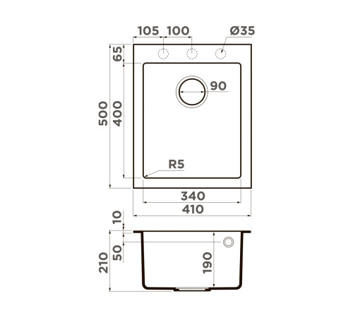 Кухонная мойка Omoikiri Bosen 41A-GB Artceramic 41x50 см leningrad grey 4993813