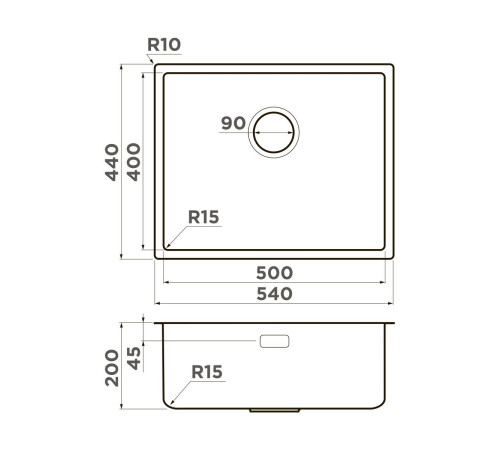 Кухонная мойка Omoikiri Tadzava 54-U/I Ultra 15-IN 54x44 см нержавеющая сталь 4997116