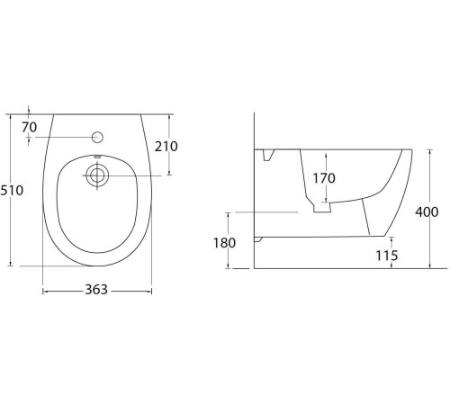 Биде подвесное Allen Brau Fantasy 36.3x51x28.5 см бордо 4.11006.BD