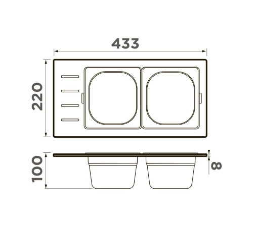 Контейнер для мойки Omoikiri DC-02-2-IN нержавеющая сталь 4999075
