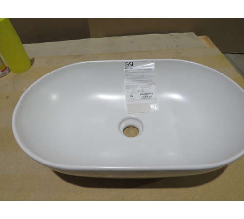 Раковина-чаша накладная GSI Pura 600х370 мм без отверстия под смеситель белый матовый 883409_УЦ/1