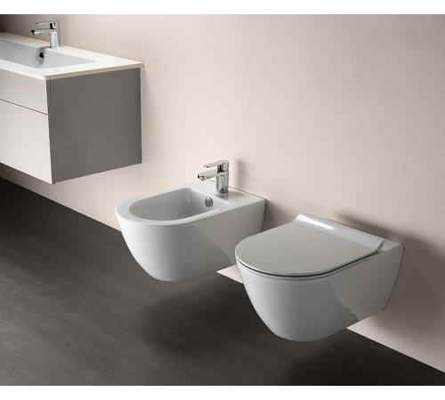 Биде подвесное GSI Pura 500 х 360 мм белый глянцевый с креплением 8864FR5111