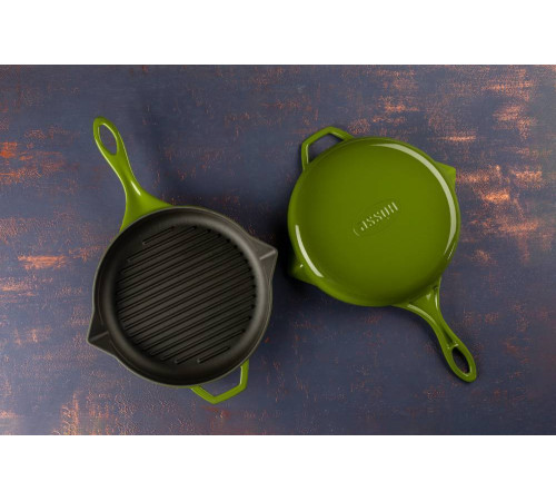 Сковорода-гриль чугунная Hosseven HS Y GTV 28 GREEN 28 см А752828