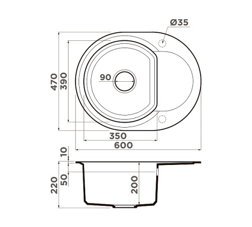 Кухонная мойка Omoikiri Sakaime 60E-SA Tetogranit 60x47 см бежевый 4993122