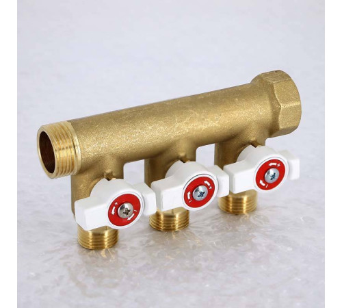 Коллектор с шаровыми кранами Uni-Fitt 3/4х1/2 3 выхода 40 мм 420G3230