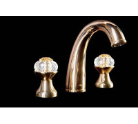 Смеситель для раковины на 3 отверстия Boheme Flora золото глянцевое 297-FL