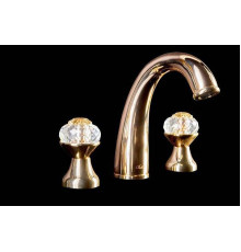 Смеситель для раковины на 3 отверстия Boheme Flora золото глянцевое 297-FL
