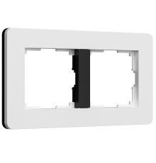 Рамка из поликарбоната на 2 поста Split белый/черный, soft-touch W0023068